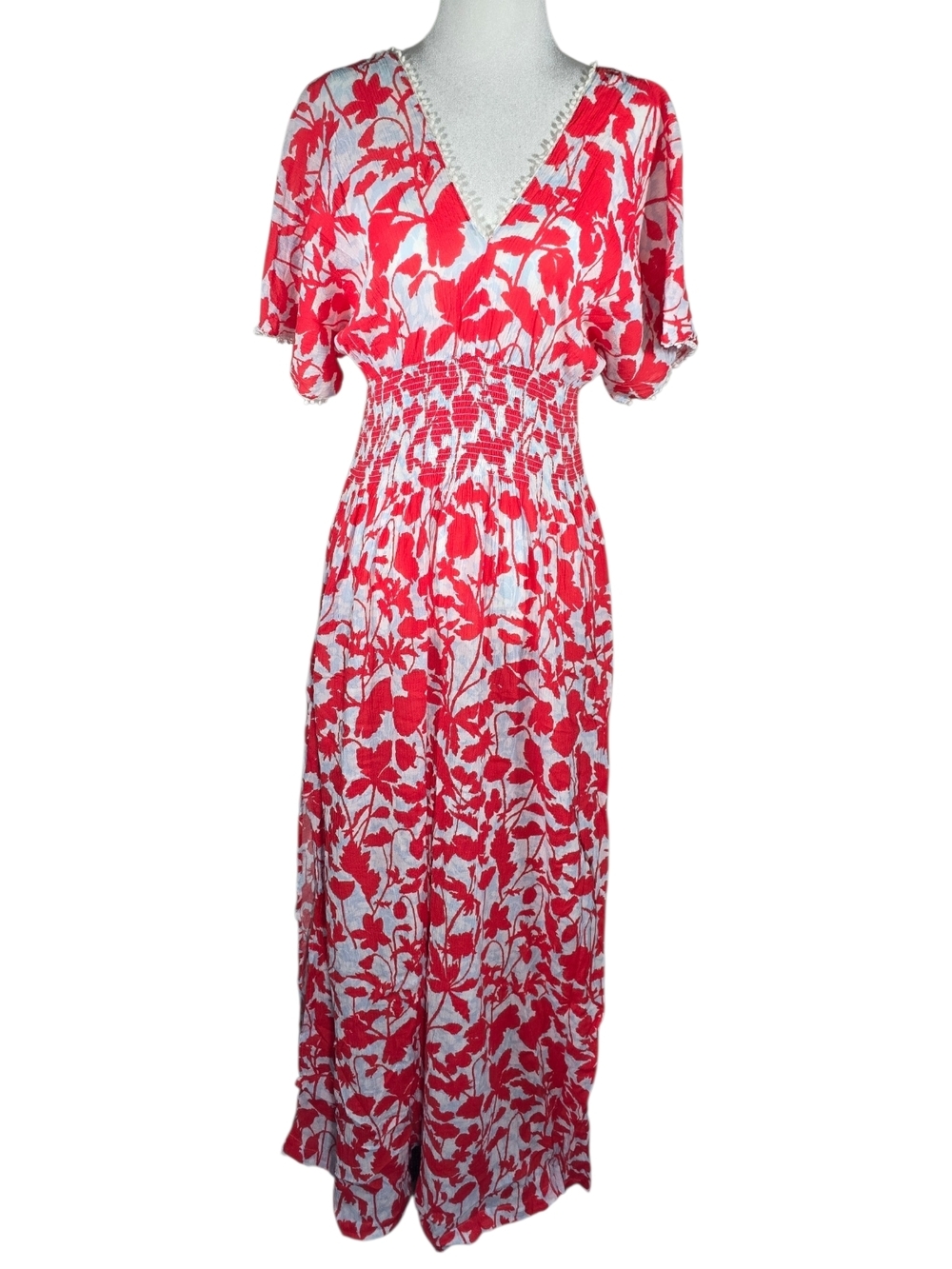Heidi Klein Gauze Smocked Maxi Dress Swim Coverup